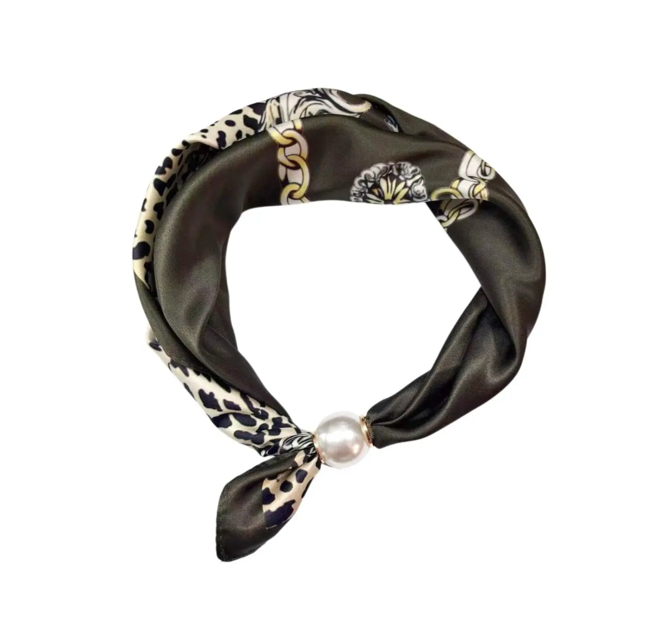Scarves med magnetpärla- CLOE 1041 Khakigrön