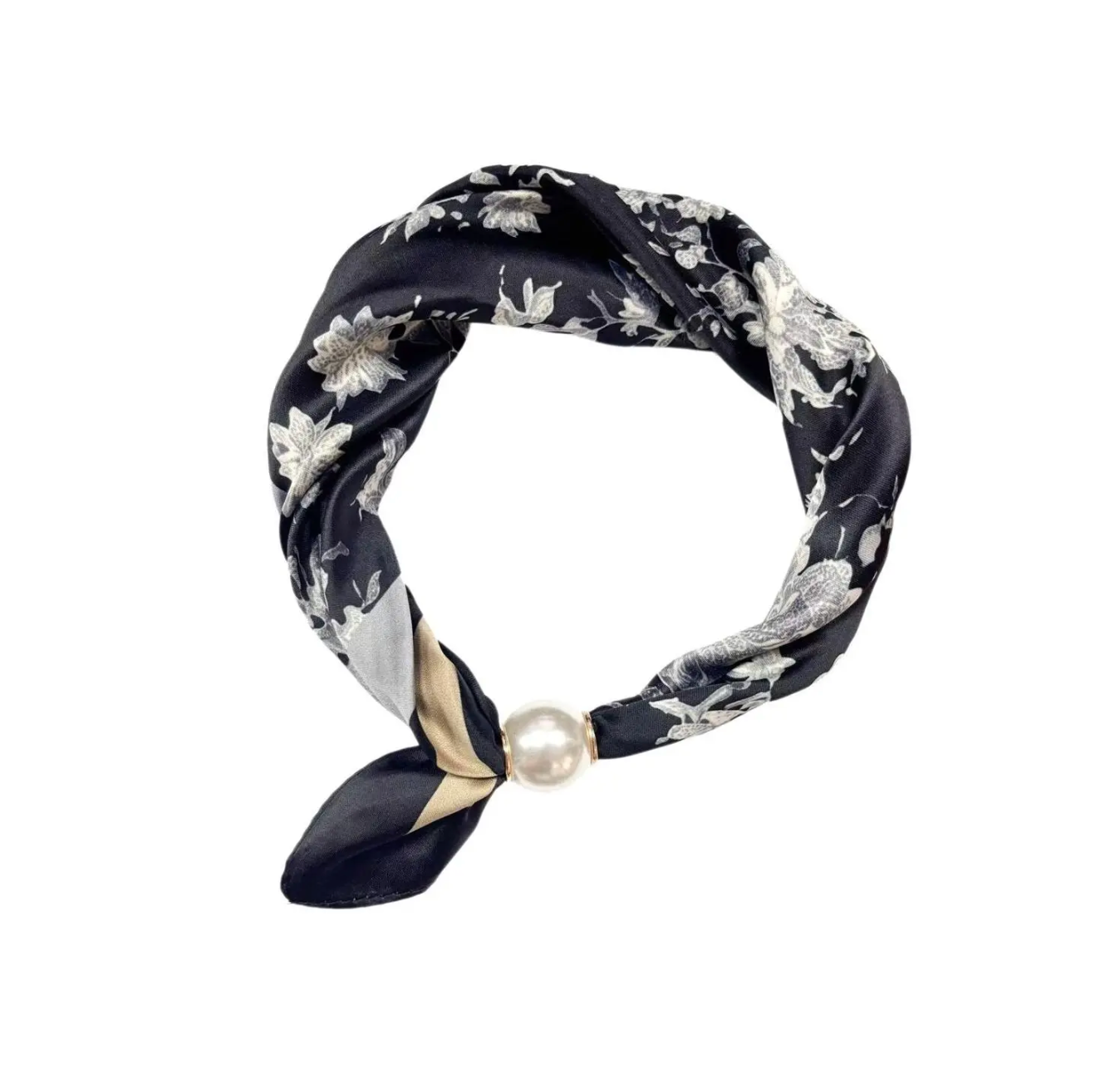 Scarves med magnetpärla- CLOE 1042 Svart