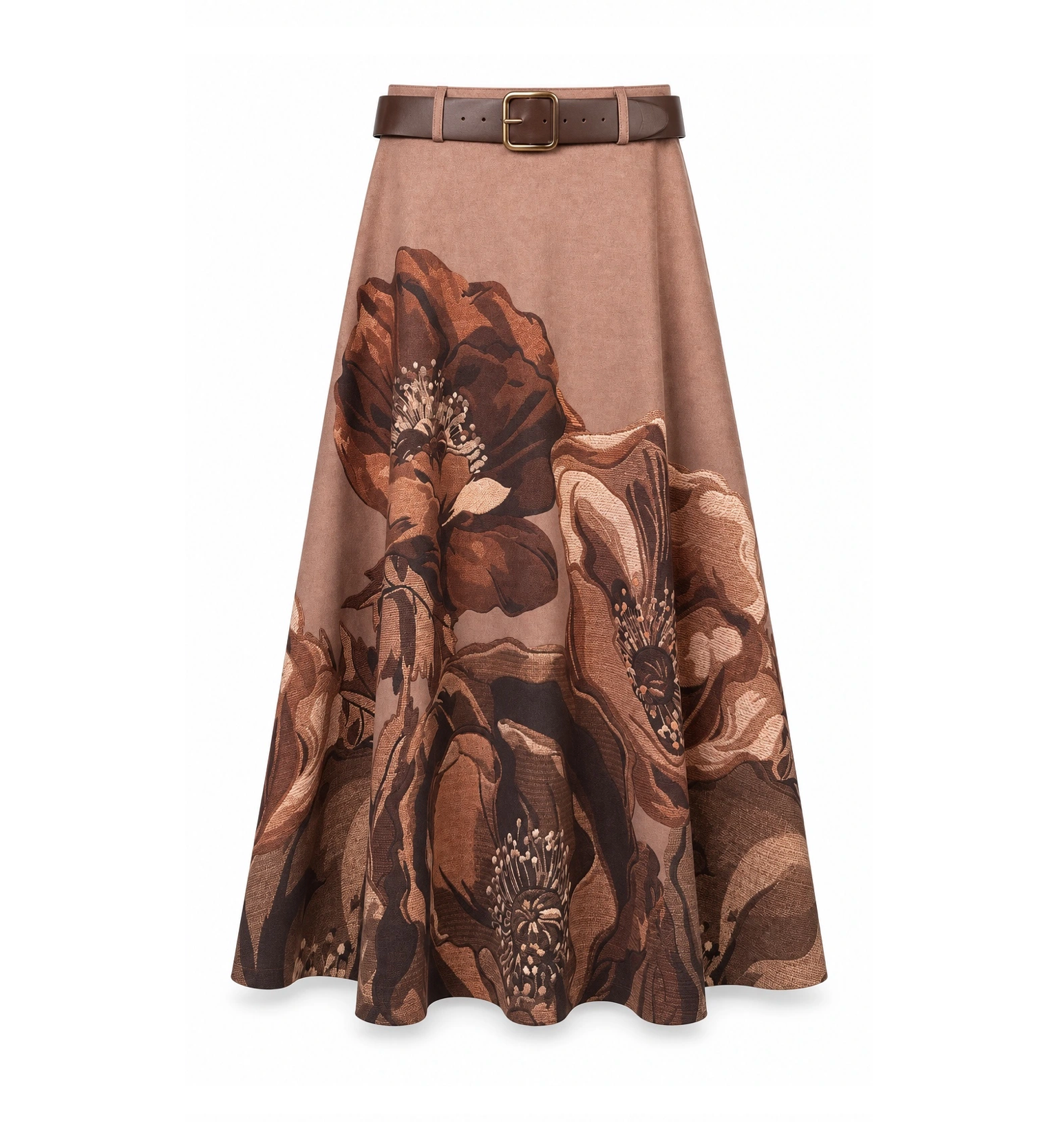 Klockad Midi Kjol- Davida Beige