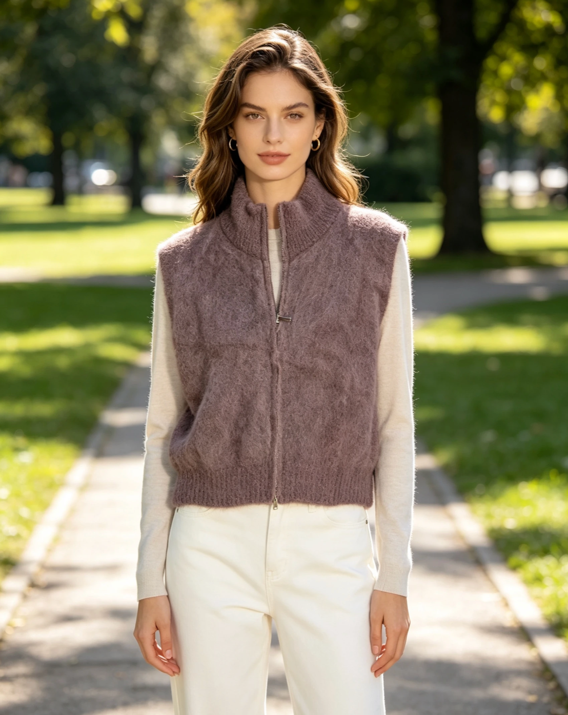 Väst i 80% Kid Mohair med dragkedja- Kitty Mullvad ( Lev 9/10)