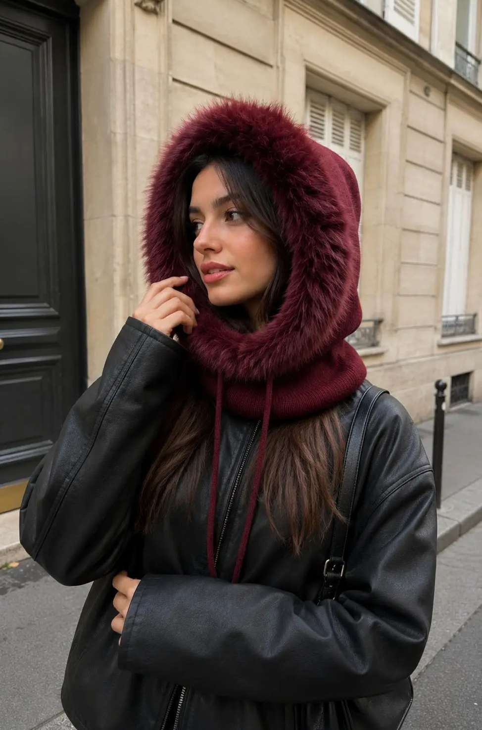 Balaklava med Fuskpäls- Belinda Bordeaux