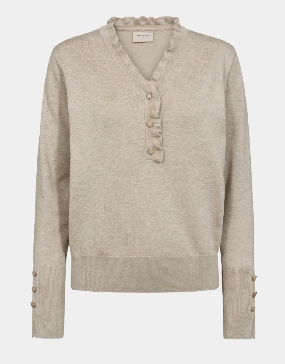 Tröja FREEQUENT- FQKatie Pullover 206462 Moonbeam Melange/ Beige