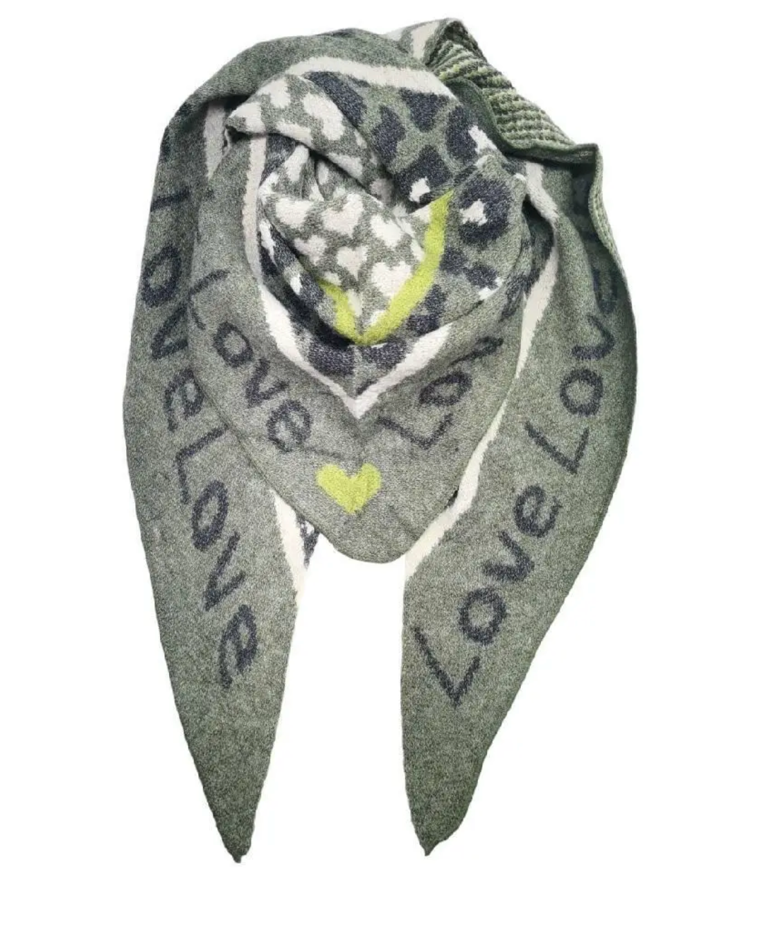 OBS. lev 11/9 .Triangel Halsduk- LOVE is LOVE Kaki