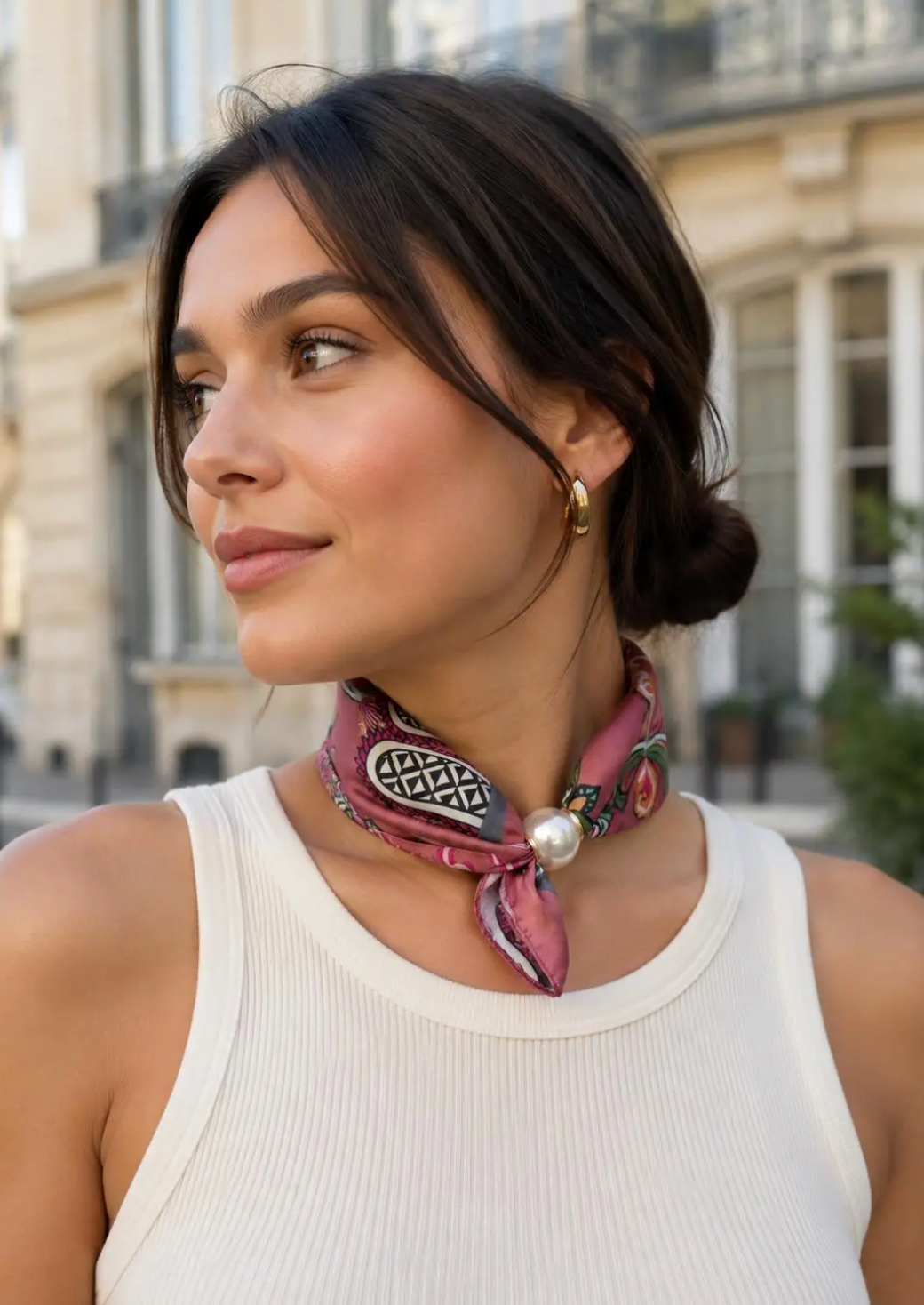 OBS. lev 11/9 .Scarves med magnetpärla- CLOE 1032 Gammelrosa