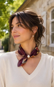 OBS. lev 11/9 .Scarves med magnetpärla- CLOE 1032 Bordeaux