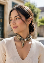 OBS. lev 11/9 .Scarves med magnetpärla- CLOE 1033 Beige