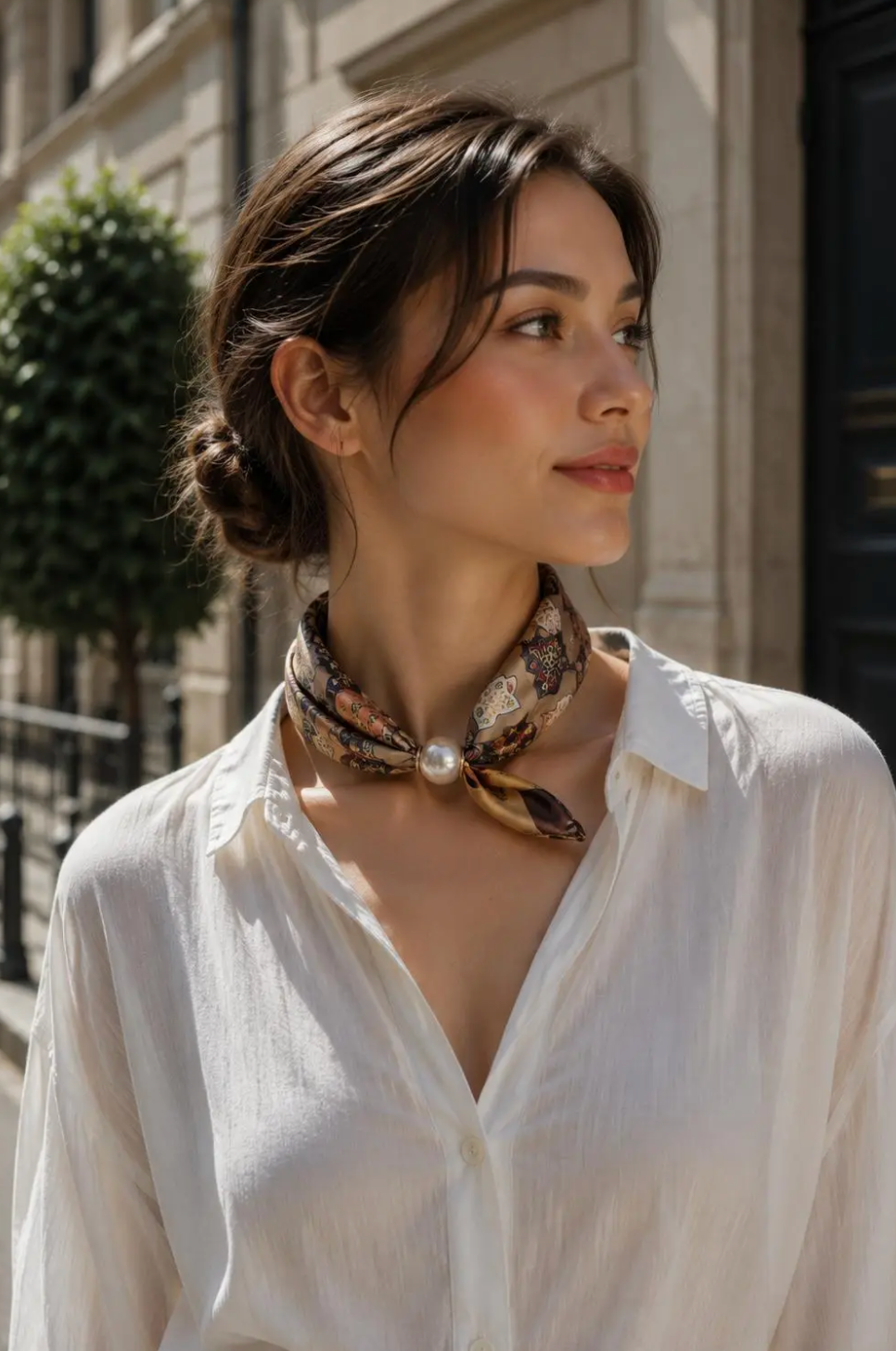 OBS. lev 11/9 .Scarves med magnetpärla- CLOE 1034 Beige