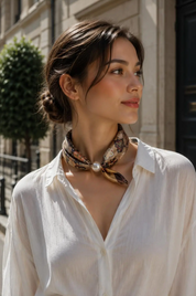 OBS. lev 11/9 .Scarves med magnetpärla- CLOE 1034 Beige