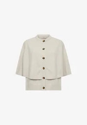Poncho Tröja FREEQUENT- FQCappa Cardigan 211472 Moonbeam Melange/ Melerad Beige