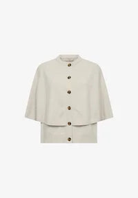 Poncho Tröja FREEQUENT- FQCappa Cardigan 211472 Moonbeam Melange/ Melerad Beige