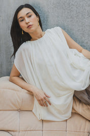 Plisserad Oversize Blus- Pink Ljusbeige