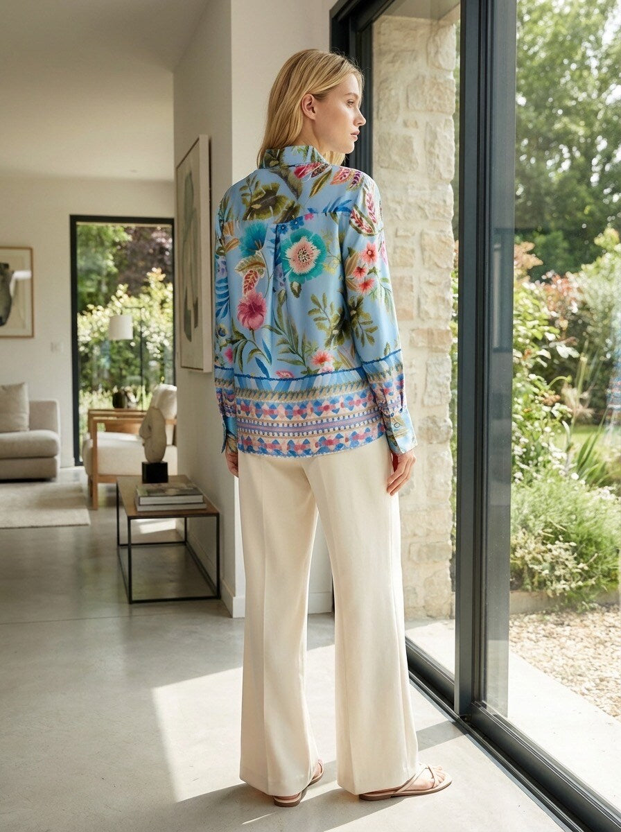 Blus med knyt- Bea Blå