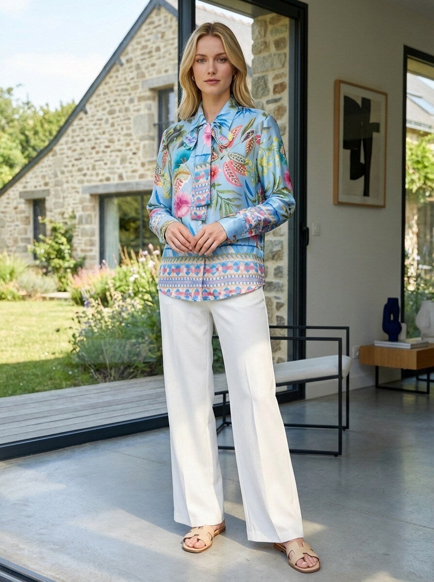 Blus med knyt- Bea Blå