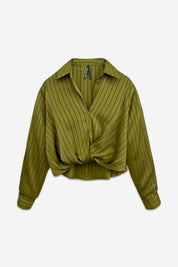 Randig draperad blus- Daniella Grön