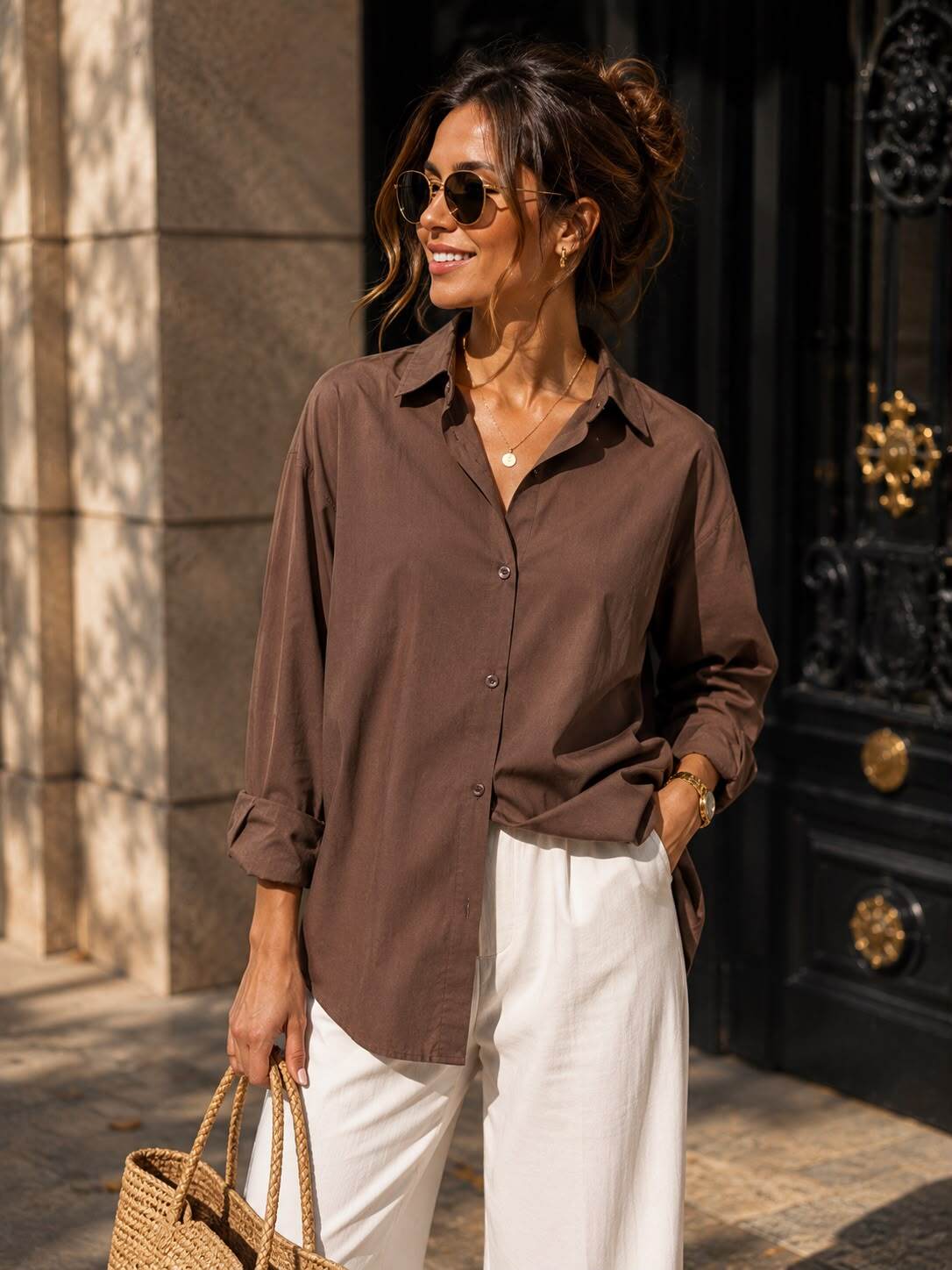 Oversize Skjorta- New York Brown