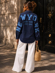 Oversize Skjorta- New York Marin