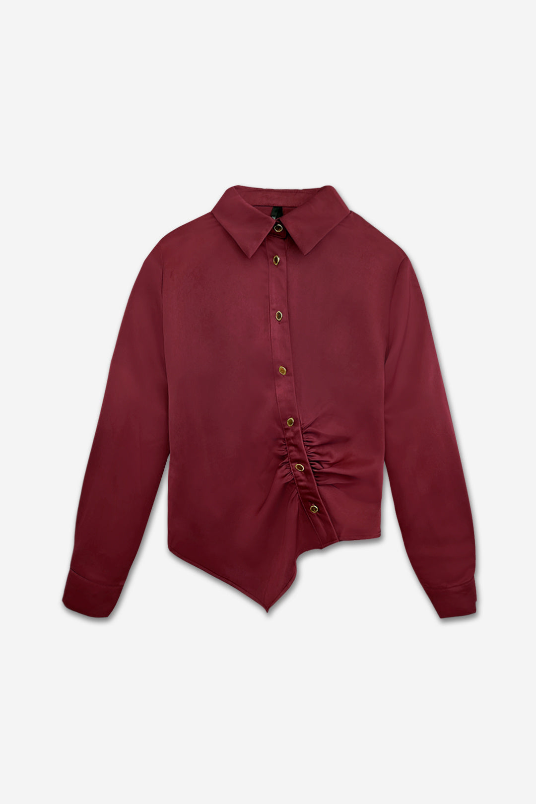 Satinblus med drapering- Sonja Bordeaux