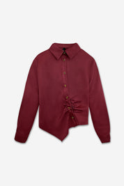 Satinblus med drapering- Sonja Bordeaux