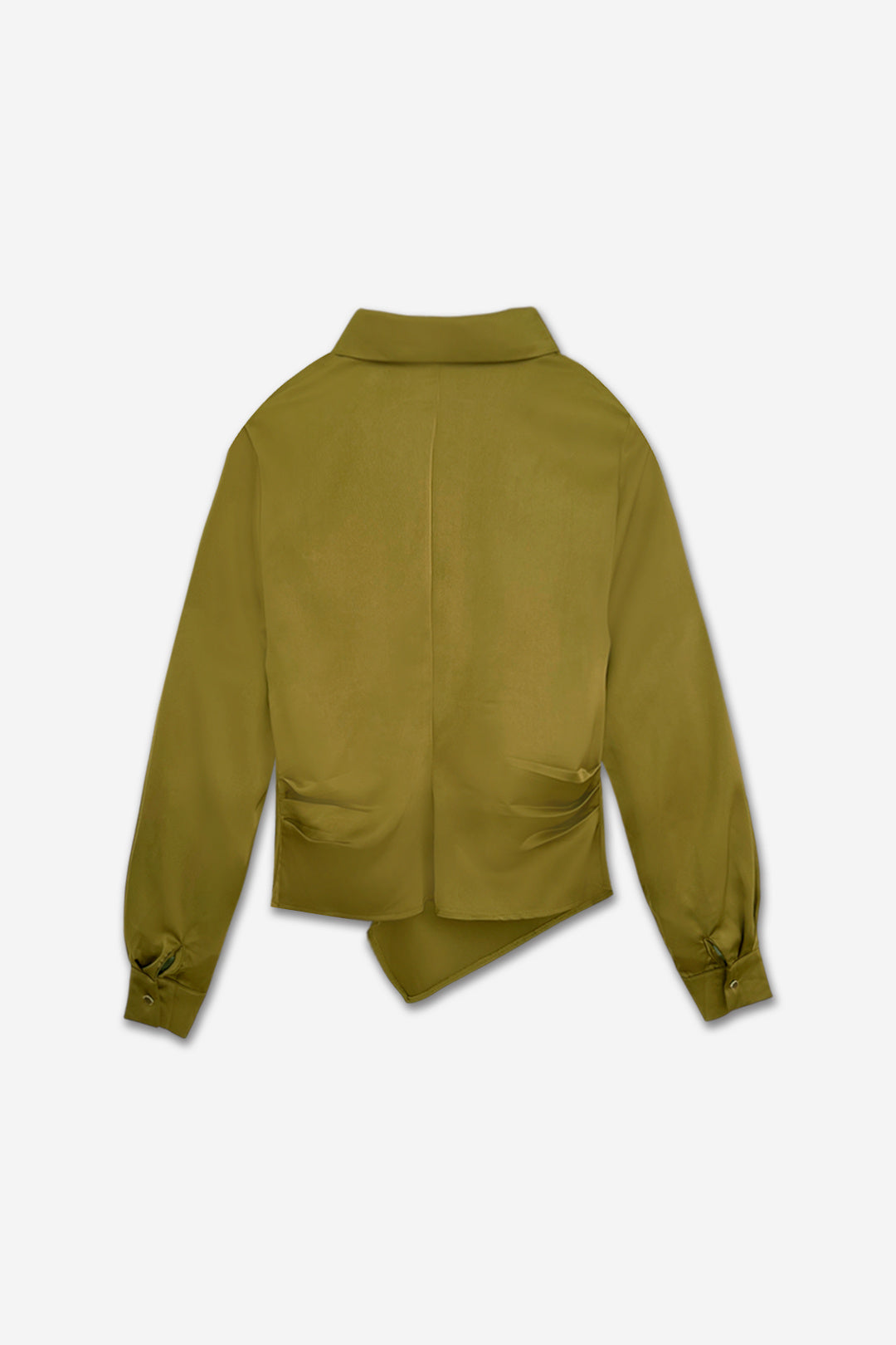 Satinblus med drapering- Sonja Grön