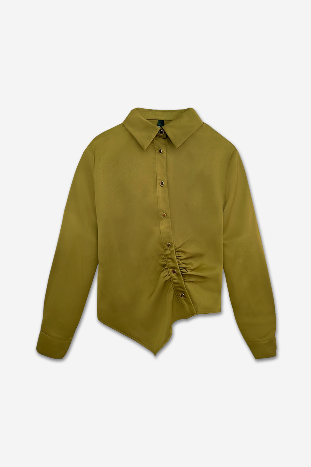 Satinblus med drapering- Sonja Grön