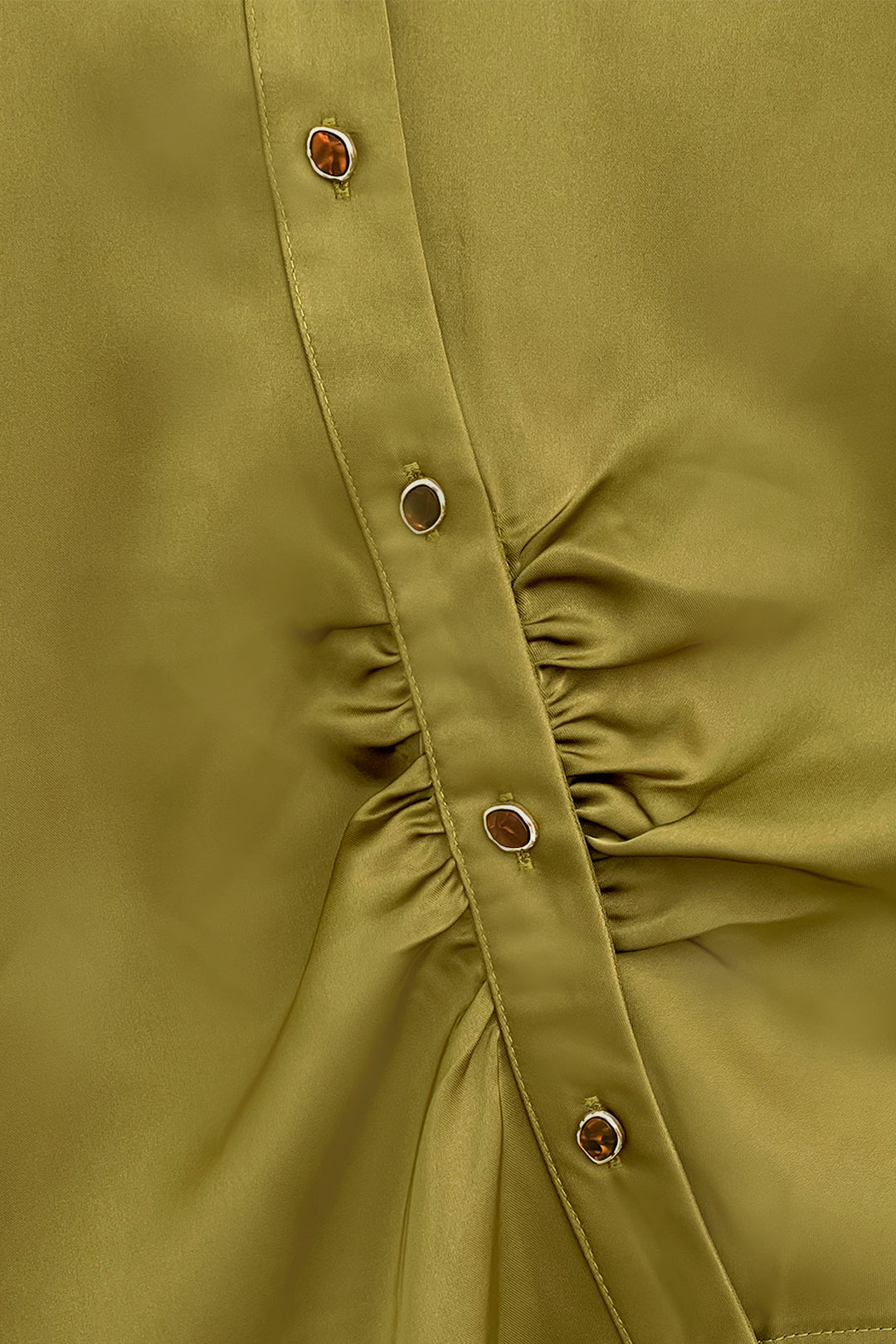 Satinblus med drapering- Sonja Grön