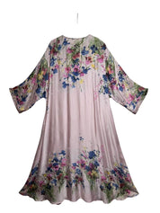 V-Ringad Långklänning med fickor- Finja Rosa