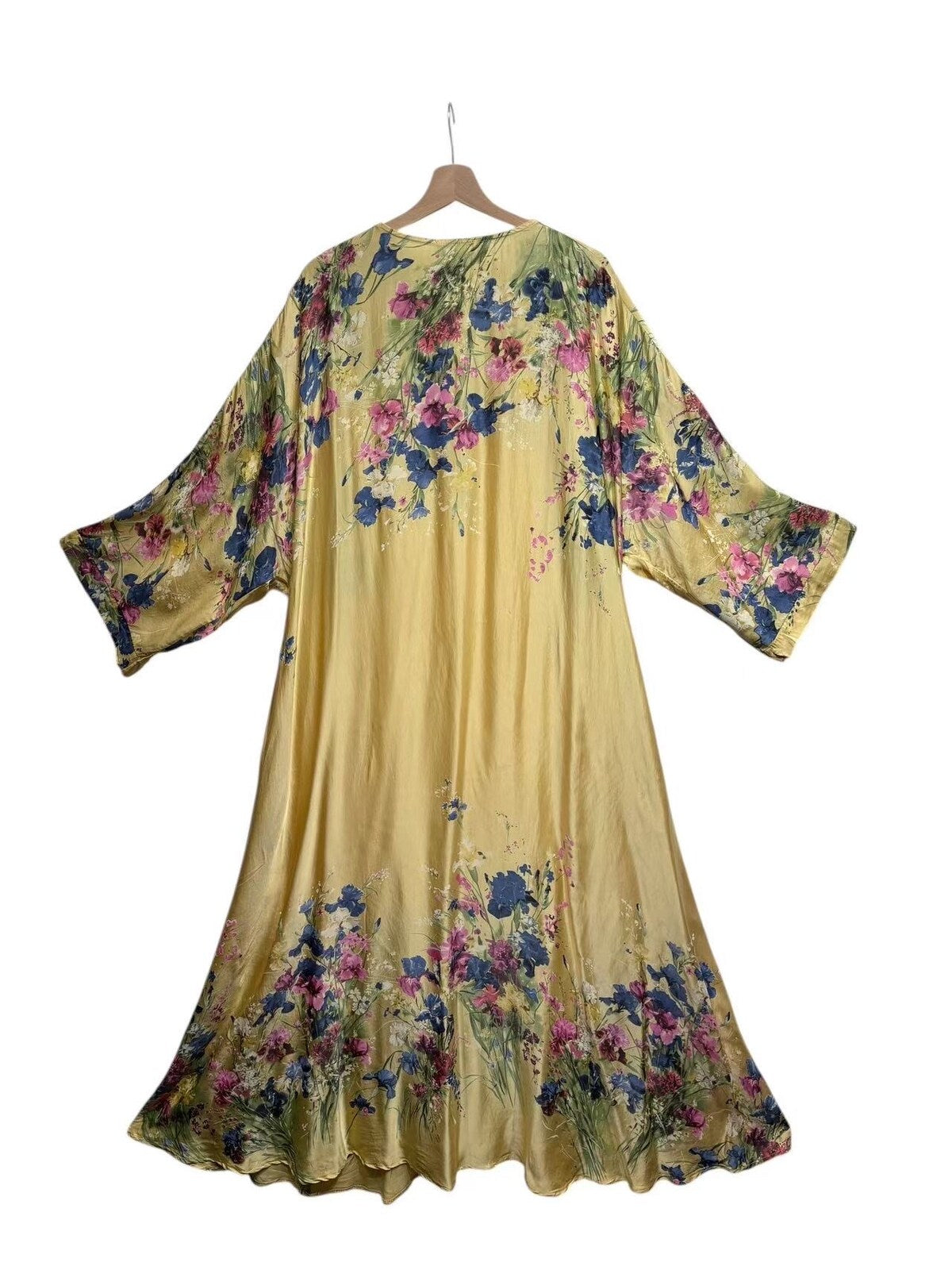 V-Ringad Långklänning med fickor- Finja Gul