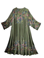 V-Ringad Långklänning med fickor- Finja Khakigrön