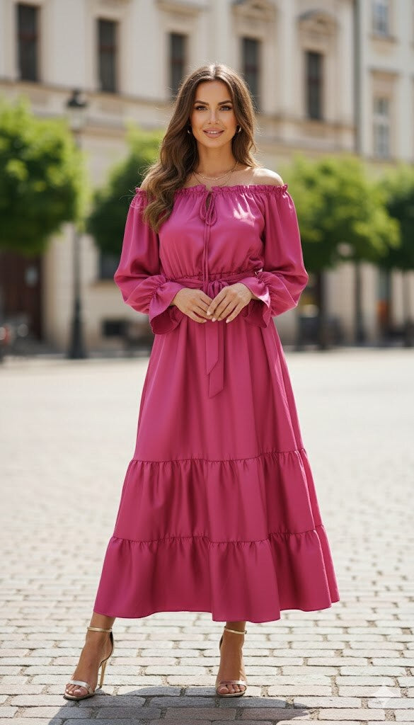 Långklänning med lyster- Lydia Cerise