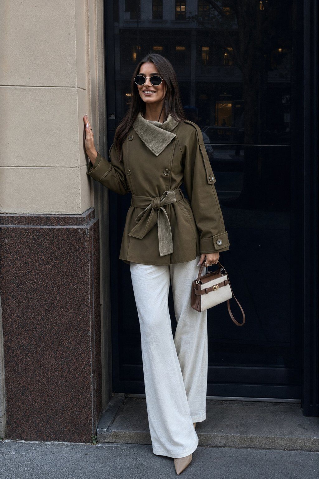 Kort Trench Coat- Carolina Khakigrön