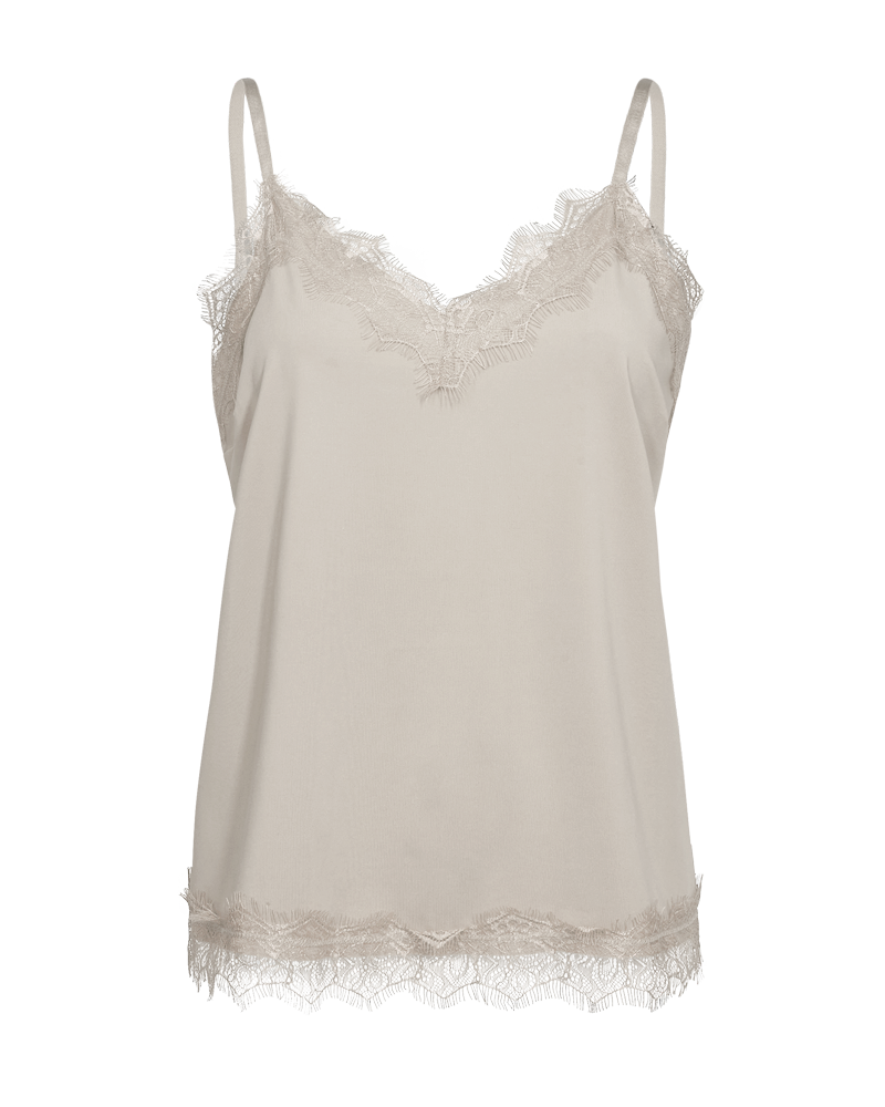 Linne med spetskant FREEQUENT- FQBicco 120962 Moonbeam/ Ljusbeige