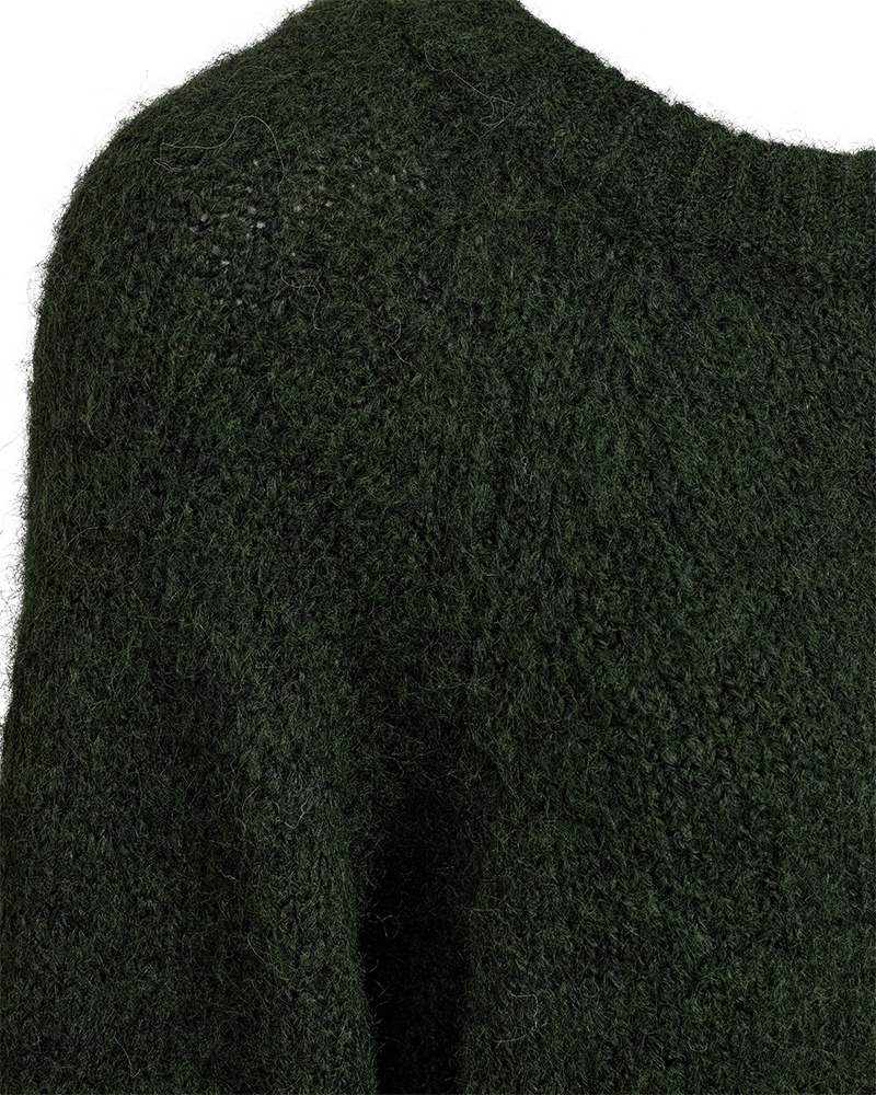 Stickad Tröja FREEQUENT- FQGrsLulu 205507 Deep Forest Melange/ Melerad mörkgrön
