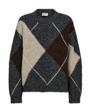 Rutig stickad tröja FREEQUENT- FQGRSLULU-PULLOVER 211714 Dark Grey Melange