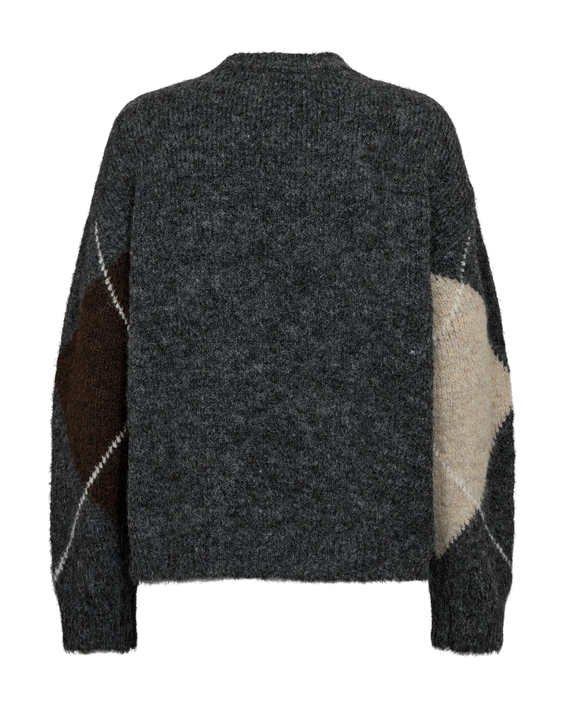 Rutig stickad tröja FREEQUENT- FQGRSLULU-PULLOVER 211714 Dark Grey Melange