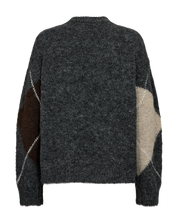 Rutig stickad tröja FREEQUENT- FQGRSLULU-PULLOVER 211714 Dark Grey Melange
