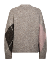 Rutig stickad tröja FREEQUENT- FQGRSLULU-PULLOVER 211714 Taupe/Gammelrosa