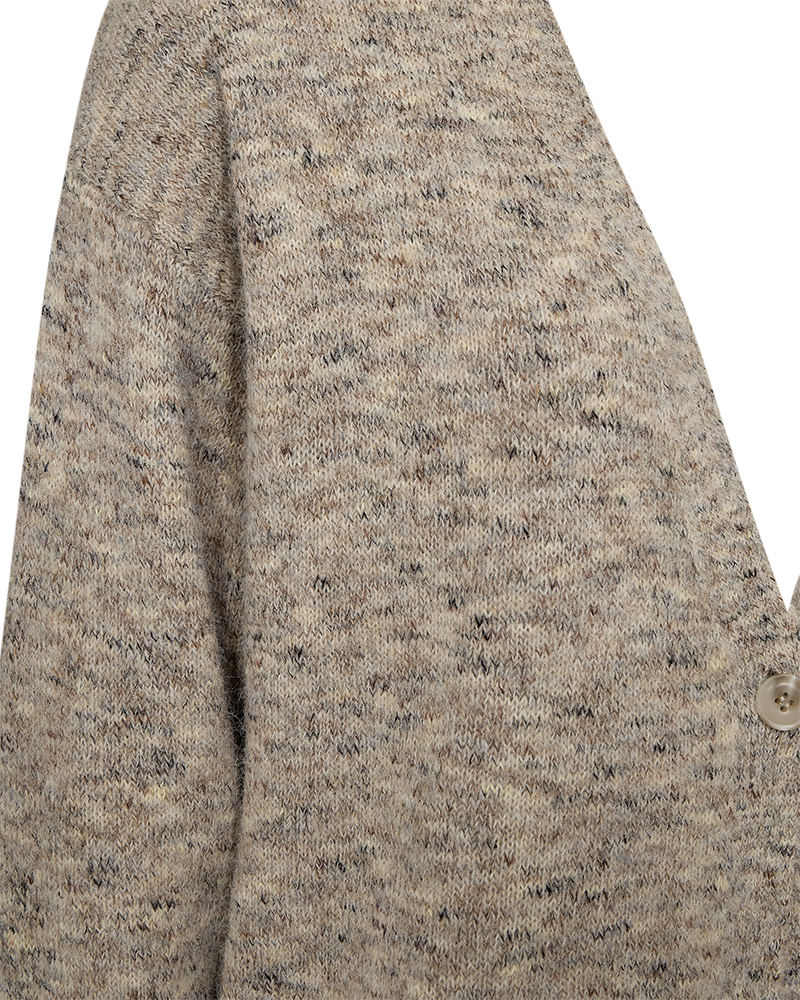 Lång stickad kofta FREEQUENT- FQTWEED 211778 OYSTER GREY MELANGE